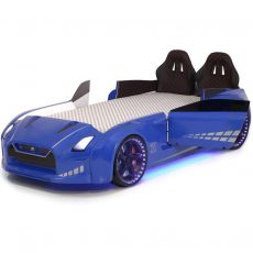 Дитяче ліжко машина GTR Blue 190х90 см з підсвіткою, музикою, шкіряний салон, пультом
